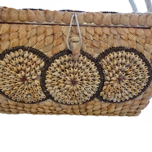 Vintage Handmade Wood & Seashell Purse OOAK Beach Retro Boho Handbag - Picture 6 of 14
